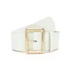 Bälten 2023 Vintage Women Pu Leather Belt Fashion Big Square Buckle Decorative Dress Midjeband Damer Leisure Wide