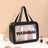 Sacs de rangement Pvc sac cosmétique Transparent grande capacité bain Pu étanche Portable toilette femmes voyage à main