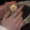 Trauringe Korean Fashion Spinner Kristall Zirkon Sonnenblume Angst für Frauen Drehbarer Verstellbarer Ring Valentinstag Geschenk Schmuck 230407
