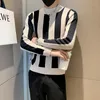 남자 스웨터 가을과 겨울 줄무늬 라운드 칼라 스웨터 남성 한국어 버전 캐주얼 올 매치 니트 바닥 셔츠 S-3XL