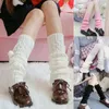 Chaussettes Lolita longues tricotées pour femmes, couvre-pied chaud, chauffe-bras blanc, manchettes de bottes en Crochet, automne hiver 2023