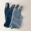 Barboteuses Ins Printemps Automne Mode Rétro Fille Enfants Denim Salopette Garçon Bébé Poche Solide Bretelles Pantalon Enfant Coton Pantalon Décontracté 230407