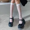 5 PC Sexy Socks Sexy Dot Love Silk Stockings Woman Summer Transparent Long Stocking Thin Jk High Knee Socks Leg Elastic Dress Calcetines Media Z0407