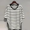 Dames T-shirt Plus Size 4xl 150kg Summer Stripe T-shirt Korte mouw Casual T-shirt Geschikt voor dames top en T-shirt Fashion Big T-shirt 230407