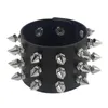 Link Bracelets 2023 Punk Gothic Rock Cuspidal Spikes Rivet Cone Stud Wide Leather Wristbands Charm Bangle Fashion Unisex