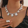 Ketting Oorbellen Set Luxe Glazen Kristallen Sieraden Geometrische Veelkleurige Elegante Bruidsavond Feestjurk Accessoires