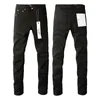 Purp marca designer americano preto algodão high street stretch fino ajuste angustiado moda jeans calça jeans