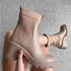 Stövlar kvinnors stövlar 2022 Autumn Winter Fashion Boots Sexiga Sock Boots Slip-On Short Boots British Style Khaki Women Boots Botas Mujer AA230406