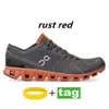 On X Top Casual Cloud Schoenen Heren Dames Zwart Wit Ash Legering Grijs Oranje Aloë Storm Blauw Roest Rood Sport Designer Heren Lace Up Mesh Rubberen Trainers US 5-11