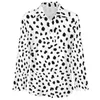 Damesblouses Dalmatische hond Print Losse blouse Zwart-wit Casual Oversized Dames Grappig shirt met lange mouwen Zomer Grafische tops