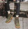 Stivali alti da uomo alla caviglia da motociclista per stivali militari maschili verdi scarpe stringate invernali da uomo