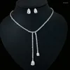 Colares pendentes European e americano Famous Zircon Water Drop Briuring Conjunto de Brincho CZ#39;