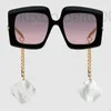 Solglasögon designer unik svart fre rött lins kvinna örhänge solglasögon klassiskt mode 0722s glasögon polykarbonatplatta fyrkant 0722 e box ri33