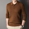 Men's Sweaters Autumn And Winter Solid Color Lapel Wool Sweater Casual Long Sleeve Bottom Shirt Thin Knit Men Clothing A10