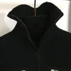 Nuevo Cárdigan de punto para mujer, chaquetas con cuello alto y cremallera frontal, abrigo de punto ajustado con cuentas VM29