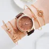 Orologi da polso Orologi da donna Eleganti strass da donna Quadrante unico Cristallo Set da 5 pezzi Orologio da polso al quarzo Bracciale Relogio Feminino