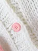 Tricots pour femmes Fraise Imprimé Crochet Cardigans Femmes Hiver Style Coréen Lâche Tricot Pull Femme Mode Casual V Cou Cardigan