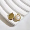 Pendant Necklaces 2Pcs 15MM Golden Plating Oval Stainless Steel Pendants Charms With Faceted Natural Stone Cabochon Setting For Diy Jewelry