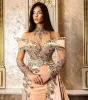 Arabisch Aso Ebi Luxe Mermaid Prom Dresses Lace kralen zonder de treinavond formeel feest tweede receptie verjaardag verlovingsjurken