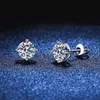 Stud 2 Carat Moissanite Brincos Studs para Mulheres Homens Rosca Ear Stud 925 Prata Sólida Com Ouro Branco Banhado Jóias YQ231107