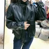 Женская кожаная куртка свободного кроя с большим карманом, BF MotoBike, на молнии с пышными рукавами, шикарная женская куртка из искусственной кожи Jaqueta Feminina Couro Sintetico