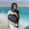 Seiden-Designer-Schal, großer V-Buchstabe, Pashmina, Größe 180 x 90 cm, Schals, Sonnenschutz, Doppelzweck-Schal für Sommer, Urlaub, Strand, Stirnband, Schwimmen