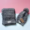 Designer-Zweiteiler-Set, Herbst/Winter, gestrickte Mütze, Herren- und Damen-Freizeitmütze, hochwertig, dick gestrickt, dick, warm, Kunstfell, Plüsch, Bal