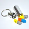 Portable Aluminum Pill Bottle Key Ring WaterProof Tablet Box Keychain Drug Stash Container Storage Outdoor Cash Case Holder Customized Logo Wholesale Price