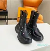 Frauen Zoom PLATFORM Stiefel Marke Luxus Designer Klassische Brief Druck Wasser Diamant Dekoration Stiefeletten Zurück Kette Reißverschluss Anti Rutschen Damen Winter Stiefel