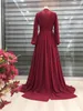 Party Dresses Chiffon Appliques 2023 Muslim Prom Dress High Neck Long Sleeve A Line Saudi Arabic Marockan Caftan Evening Formal Gowns