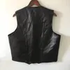 Gilets pour hommes en peau de mouton couture gilet automne coupe-vent chaud col en v en cuir moto pour hommes