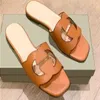 Sandales de créateur pantoufle en cuir véritable, marque de Paris, pantoufles plates pour femmes, sandales en cuir de luxe