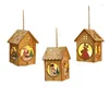 Christmas Decorations Wooden Small House Ornaments Glowing Snow