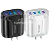 Hög hastighet 4usb -portar 3.1A USB Wall Charger EU US UK AC Power Adapters för iPhone 12 13 14 15 Pro Max Samsung Huawei S1 med detaljhandeln