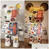 Blokken Blokken Cartoon Mini Liefde Gewelddadige Beer Bearbrick Kleurmodel Met Licht Bouwsteen Micro Diamant Bakstenen Kinderspeelgoed Verjaardag Dhcak