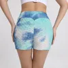 Shorts femininos mulheres gravata tingida bolha jacquard cintura alta quadril levantamento esportes bolso de fundo yoga