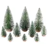 Kerstversiering 25 STKS Miniatuur Kunstbomen 5 Maten Met Houten Basis Voor Decoratie DIY Feestambachten