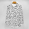 Damesblouses Dalmatische hond Print Losse blouse Zwart-wit Casual Oversized Dames Grappig shirt met lange mouwen Zomer Grafische tops