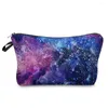 Sacos cosméticos saco de maquiagem bela paisagem padrão personalizar alta qualidade bolsa de moedas feminina muito colorido céu estrelado impressão