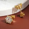 Stud 6-Prong Setting Classicl Moissanite Stud Earrings 925 Silver Plated Yellow Gold Brilliant Round Cut Diamond Ear Studs with GRA YQ231107