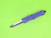 高品質の紫色7インチ616ミニ自動戦術ナイフ440Cブラックワイヤー描画ブレード亜鉛アルミニウム合金ハンドルEDCポケットナイフ