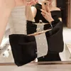 Evening Bags Fashion Luxury Black Silver PU Fine Rhinestone Clutches Banquet Party Chain Shoulder Bag For Women Handbag