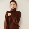 Suéteres femininos Zocept alta qualidade pura cashmere camisola de gola alta para mulheres outono inverno casual solto malha engrossar manga longa