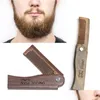 Otro Home Garden Natural Sándalo Peine Barba Bolsillo plegable Cepillo para el cabello Mens Beardbrush Drop Entrega 202 Dhxud