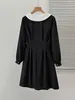 Robes décontractées Black Chic Doll Collier élégant et jolie robe pour femme automne hiver manches longues en vrac 2023 coréen vintage Hepburn