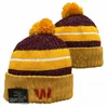 Men Knitted Cuffed Pom Washington Was Bobble Hats Sport Knit Hat Striped Sideline Wool Warm Baseball Beanies Cap for Women A11
