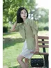Kvinnors blusar Fashion Lightweight Silk Summer Korean Elegant Turn-Down Collar Puff Half Sleeve Lyocell Shirts Office Lady Chic Tops