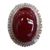 Bagues de cluster Argent Incrusté Sud Rubellite Mariage Pour Femmes Bourgogne Ouverture Réglable Classique Lumière Luxe Bijoux Cadeau