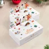 Noel Süslemeleri 3D Goody Treat Boxes Hediye Xmas Cardboard Cookie Eve Ambalaj Santa Snowman Elk Parti Favor Sarma Deliği Delim OTXKD