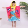 Wholesale Kids Beach Towel Hooded Ponchos for Boys Girls Surf Swimming Shawl Mermaid Shark Cartoon Absorbent Microfiber with Fine and Delicate Terry 250gsm